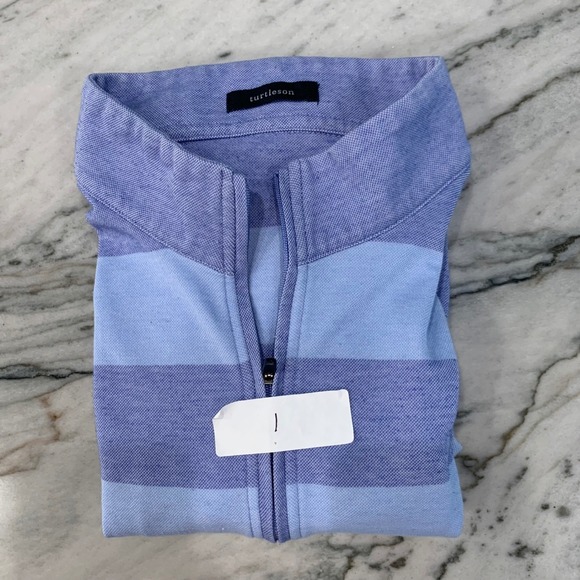 Turtleson Mens Striped 1/4 Zip Pullover 12‎ Oaks Golf Shirt Medium Blue - Picture 11 of 11